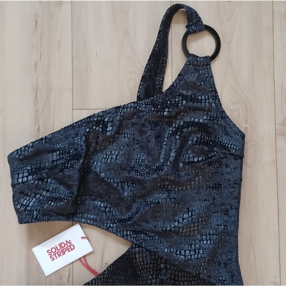 Solid & Striped Claudia One Shoulder Textured One Piece Blackout M NWT - Picture 7 of 11